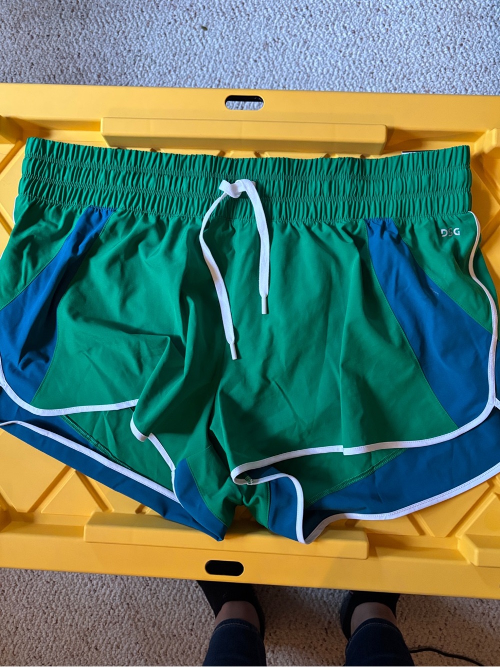 D&G Green and Blue Women’s Athletic Shorts with White Trim
